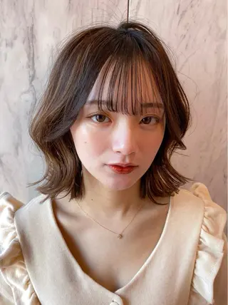 ミディアム カラー 新宿/韓国風レイヤー 髪質改善/渋谷直樹のヘアスタイル