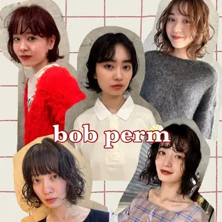 ショート カラー パーマ ボブ/レイヤー/ニュ アンスパーマ/小夏のヘアスタイル