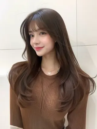 ロング カラー ヘアアレンジ 日本一の小顔カット/ ボブ/顔周り/韓国のヘアスタイル