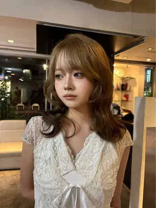 セミロング レイヤー/顔周り/ 韓国ヘア🤍フウカのヘアスタイル