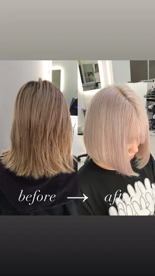 カラー 大阪ケアブリーチ/ ミルクティーベージュのヘアスタイル