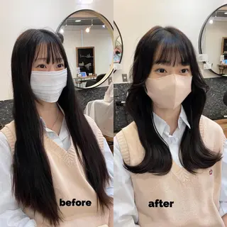 セミロング 大人可愛いレイヤー 大田のヘアスタイル