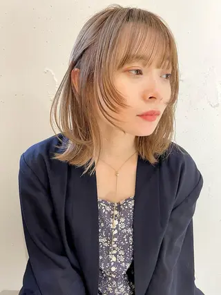 ミディアム カラー ヘアアレンジ 透明感color 🥣suzunaのヘアスタイル