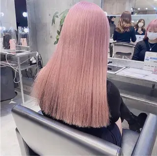 ロング カラー パーマ ヘアアレンジ メンズ キッズ ネイル マツエク・マツパ アイブロウ ハイトーン/ピンク 💗モモ໒꒱のヘアスタイル