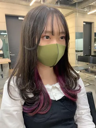 ミディアム カラー 透明感/オリーブ/ グレージュ/YUKAのヘアスタイル