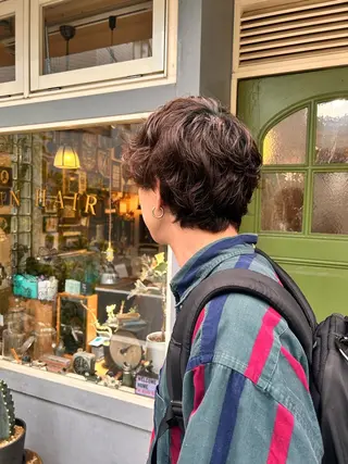 ショート パーマ メンズ 清水千優/パーマ/透 明感カラー/メンズのヘアスタイル