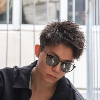 ショート カラー パーマ メンズ シースルーマッシュ/ メンズ/KYOHEIのヘアスタイル