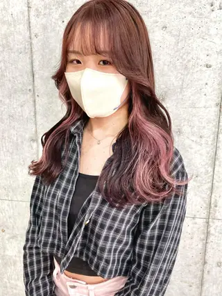 ロング カラー ヘアアレンジ 切りっぱなしボブ/ デザインカラー店長のヘアスタイル