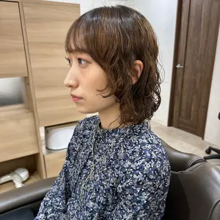 ミディアム カラー パーマ 銀座No.1髪質改善 縮毛矯正/本木のヘアスタイル