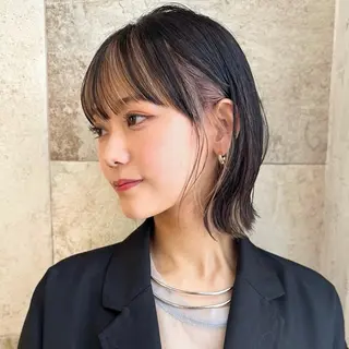 ミディアム 艶カラー/ボブ /似合わせ/田口愛那のヘアスタイル