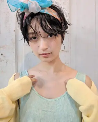 ショート カラー ヘアアレンジ 南堀江 möwen ( メーヴェ )所属・mowen RUIのヘアスタイル