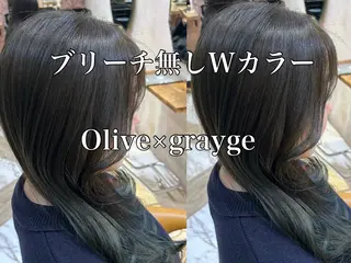 ミディアム カラー ブリーチなしダブル カラー縮毛矯正　下野のヘアスタイル