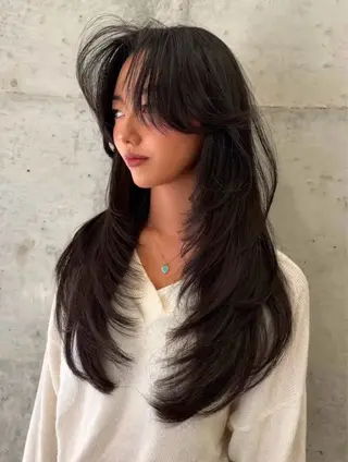 ロング NU/EN所属・Miho/海外レイヤ ー/縮毛矯正のヘアスタイル