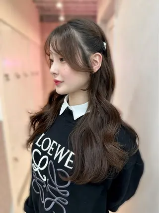 ロング カラー ヘアアレンジ 新宿/韓国ヘア 中明度カラー/かやのヘアスタイル