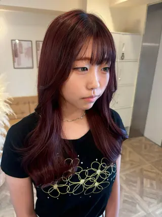 セミロング カラー ミルクティ/ピンク/ レイヤー/yuriaのヘアスタイル