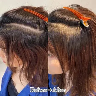 セミロング 超透明感カラー🦋韓 国羽エクステ🪽🫧のヘアスタイル