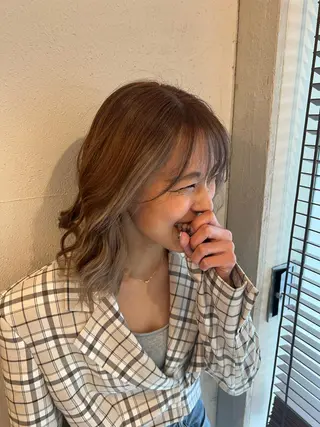 ミディアム レイヤー/ボブパーマ /垢抜け/タクミのヘアスタイル