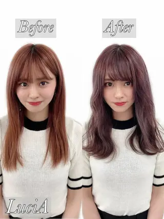 ロング ヘアアレンジ カラー LuciA/エクステ カラーのヘアスタイル