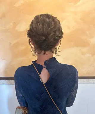 ショート ヘアアレンジ ブリーチなしベージュ /ヘアセット/ミユのヘアスタイル