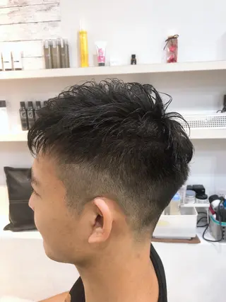 ショート パーマ メンズ 髪質改善× ハイライト溝江のヘアスタイル