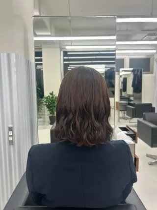 ミディアム パーマ コテ巻き風パーマ/ ボブパーマ/aobaのヘアスタイル