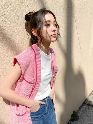 セミロング カラー MUSASHI ブリーチカラー◎のヘアスタイル