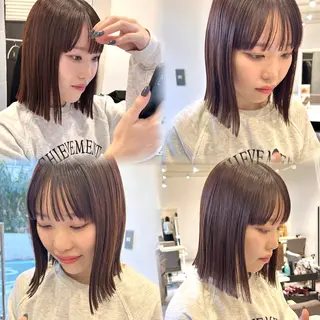 ショート カラー ぱつっとボブ/ 小野あかねのヘアスタイル