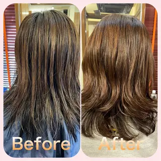 セミロング カラー パーマ 長谷川 薫のヘアスタイル