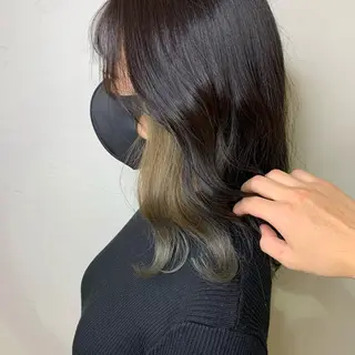 ミディアム カラー パーマ ヘアアレンジ メンズ オリーブカラー 特化　　kaiのヘアスタイル