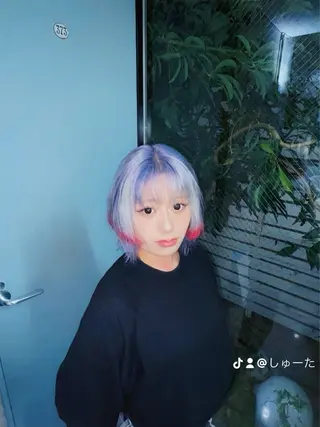 カラー ハイトーン/ブリーチ /ウルフ/しゅーたのヘアスタイル