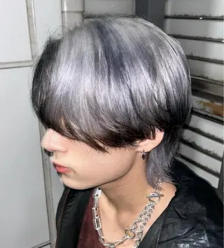 セミロング カラー メンズ ホワイトカラー/梅田 ハイトーン/しんのヘアスタイル