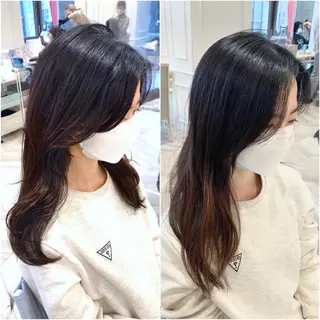 ロング ブリーチなしダブル/ レイヤーカット 小棹のヘアスタイル