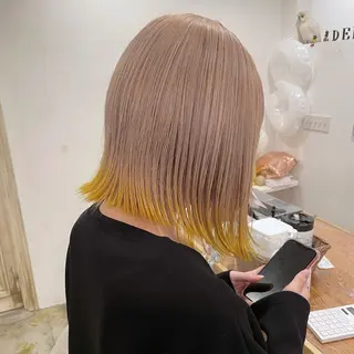 セミロング miyu ハイトーンモデル募集のヘアスタイル