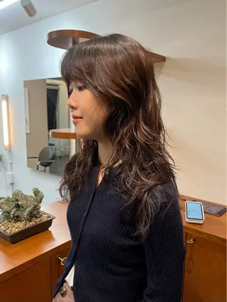 セミロング レイヤー/ケアパーマ /ニュアンス/モードのヘアスタイル