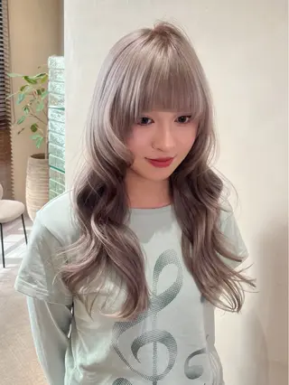セミロング カラー 顔周りカット/ 透明感カラー/ユナのヘアスタイル