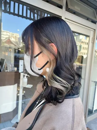 ミディアム カラー ヘアアレンジ イワタ マハ/ minim hairのヘアスタイル