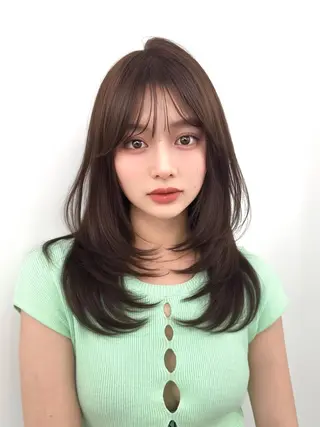 セミロング 前髪顔まわりカット 🌈中村海聖のヘアスタイル