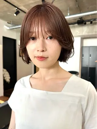 ショート カラー パーマ 🫧小顔×似合わせ× 透明感カラー🫧のヘアスタイル