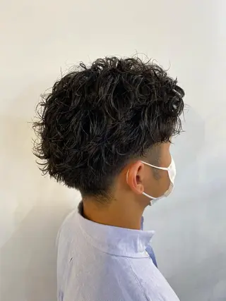 ショート パーマ 🐬脱白髪染めカラー 清水大世🐬のヘアスタイル