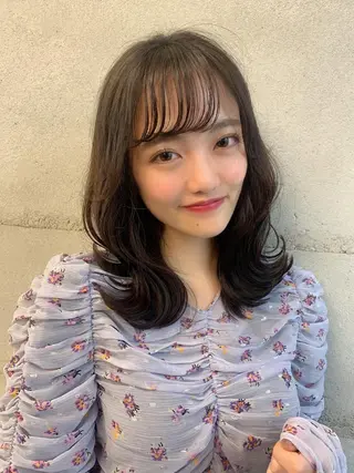 ミディアム カラー 透明感/オリーブ/ グレージュ/YUKAのヘアスタイル