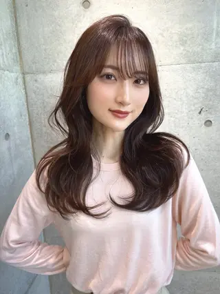 セミロング 💖しの💖韓国ヘア レイヤーカットのヘアスタイル