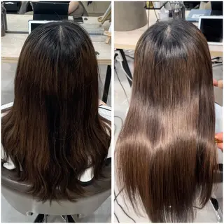 セミロング ピンク・ラベンダー 艶カラー🍁かえでのヘアスタイル