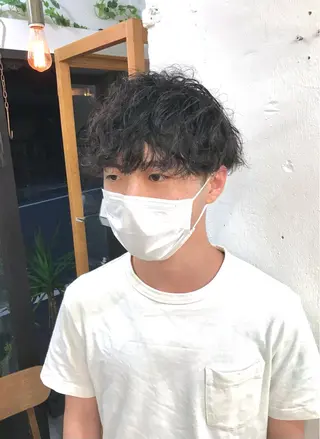 ショート パーマ メンズ 木村陸弥 似合わせ 透明感カラー🌿のヘアスタイル
