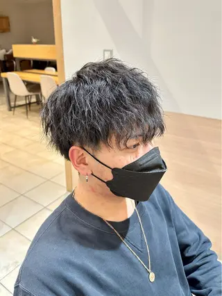 ショート メンズ Geniee horie所属・ともや 髪質改善縮毛矯正のヘアスタイル