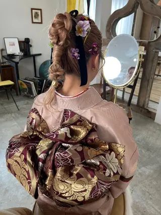 ロング ヘアアレンジ パーマ カラー HAIR WORKS bona.のヘアスタイル