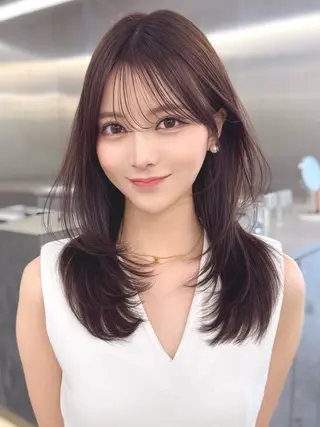 ミディアム カラー MAEUL NAGOYA所属・前髪顔周り/レイヤー 韓国/桔川恒のヘアスタイル