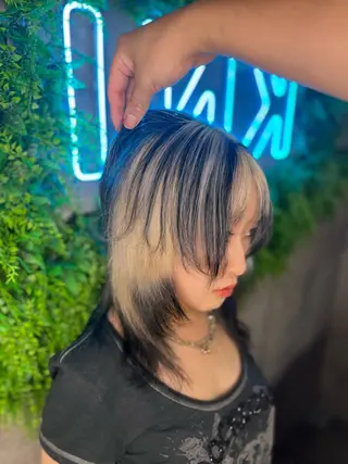 ミディアム カラー 個性派ウルフ/メンズ /ブリーチ/渋谷のヘアスタイル