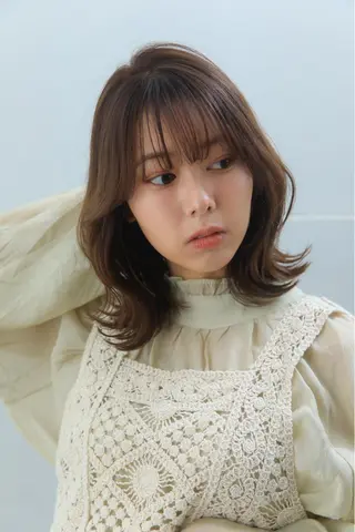 ミディアム コテ巻きパーマ/韓国 パーマ/佐野のヘアスタイル