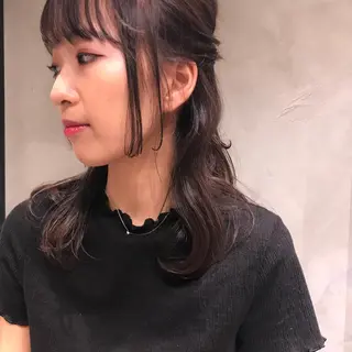 ミディアム カラー 柔らかブラウン/顔周 りレイヤー♡ユウシのヘアスタイル