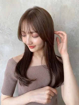 セミロング カラー パーマ 顔周り/くびれヘア 韓国ヘア💕風間るなのヘアスタイル